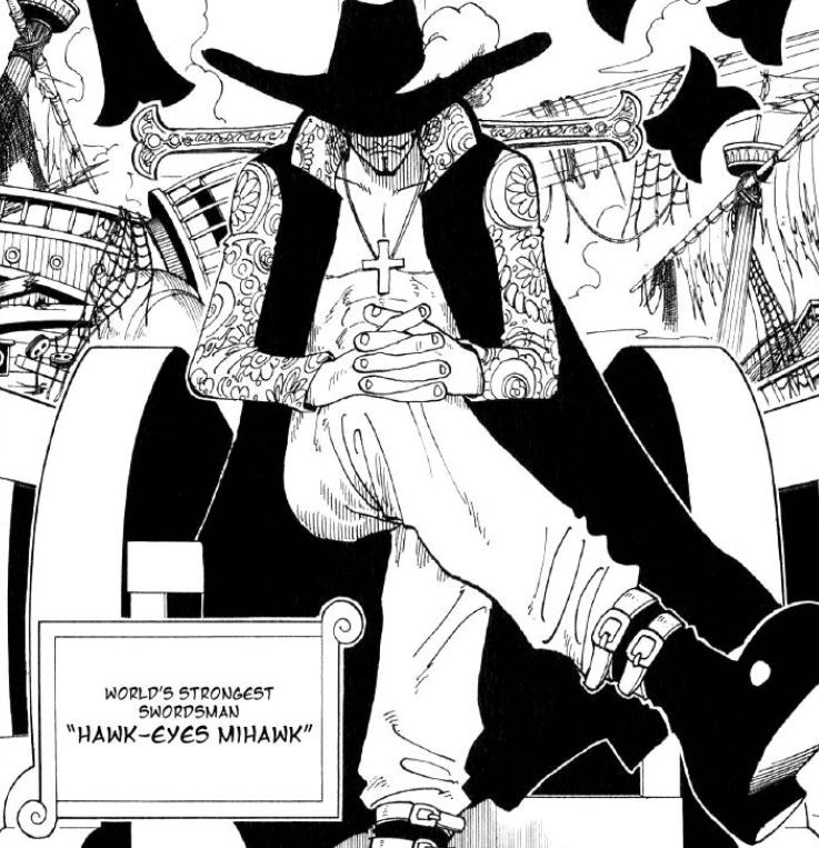 Mihawk is introduced as the "World's Strongest Swordsman" (世界最強の剣士).

Delivered not as opinion or boast, but as objective, authorial fact.