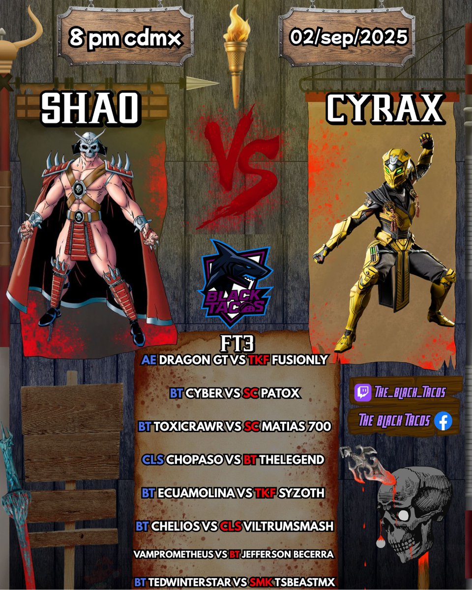 nosotros somos los encargados de cumplir su  voluntad por eso regresan los martes de brutalidad 
Observa estos enfrentamientos hoy a las 8 pmhora mexico en su canal de brutalidad 
twitch.tv/the_black_tacos

Si quieres ser parte puedes mandarnos un mensaje y con gusto te agendaremos