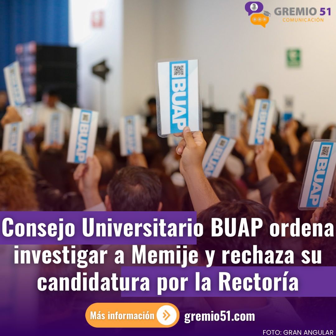 🟣🟠 El Consejo Universitario desechó la impugnación de Rodolfo Javier Zepeda Memije para ser candidato a la rectoría de la <a href="/BUAPoficial/">BUAP</a> .👇

🔗 gremio51.com/consejo-univer…