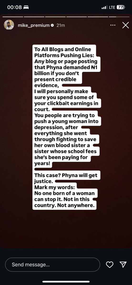 phynation_'s tweet image. All of you saying PHYNA requested for 1billion bcos your Demi god insinuated nonsense and wanted to divert attention!!!!!
PHYNA never demanded for 1bn
Kindly read this thanks 🙏 

Like I said our focus is phyna well-being and Justice for Ruth !!!!!

#justiceforruth 
#Phyna𓃰
