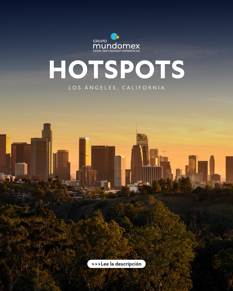 Hotspots que debes visitar si viajas a Los Ángeles el próximo 2026 ✨
🍸 Death &amp; Co. – Un speakeasy elegante en el Distrito de las Artes.
🥩 Gwen – Alta cocina y carnicería en un mismo lugar. 
🍹 Melrose Umbrella Co. – Bar pos prohibición con encanto vintage y ambiente relajado.