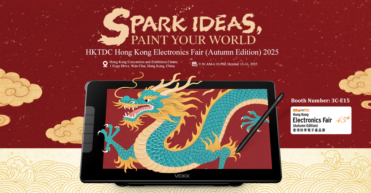 ✨Ready to draw the future? 🎨
Meet VEIKK at #HKTDC Hong Kong Electronics Fair (Autumn Edition)!
📅 Oct 13–16 | 📍 3C-E15
👉 Try out our newest devices firsthand! 🚀🎨
#veikk #pentablet #pendiplay #graphictablet #HKTDC