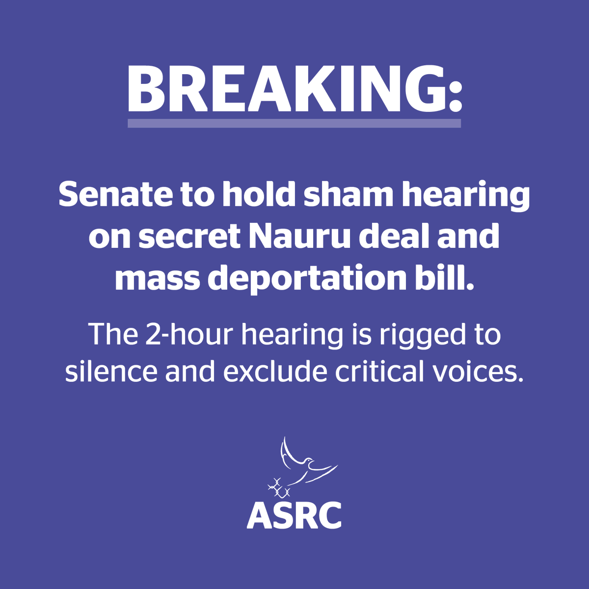 Labor’s brutal Bill to enable deportations to Nauru and strip people of their human rights will go before a rushed 2-hour sham hearing tonight. But the hearing won’t receive any evidence from the public, legal or refugee experts and it certainly won’t hear from anyone with lived