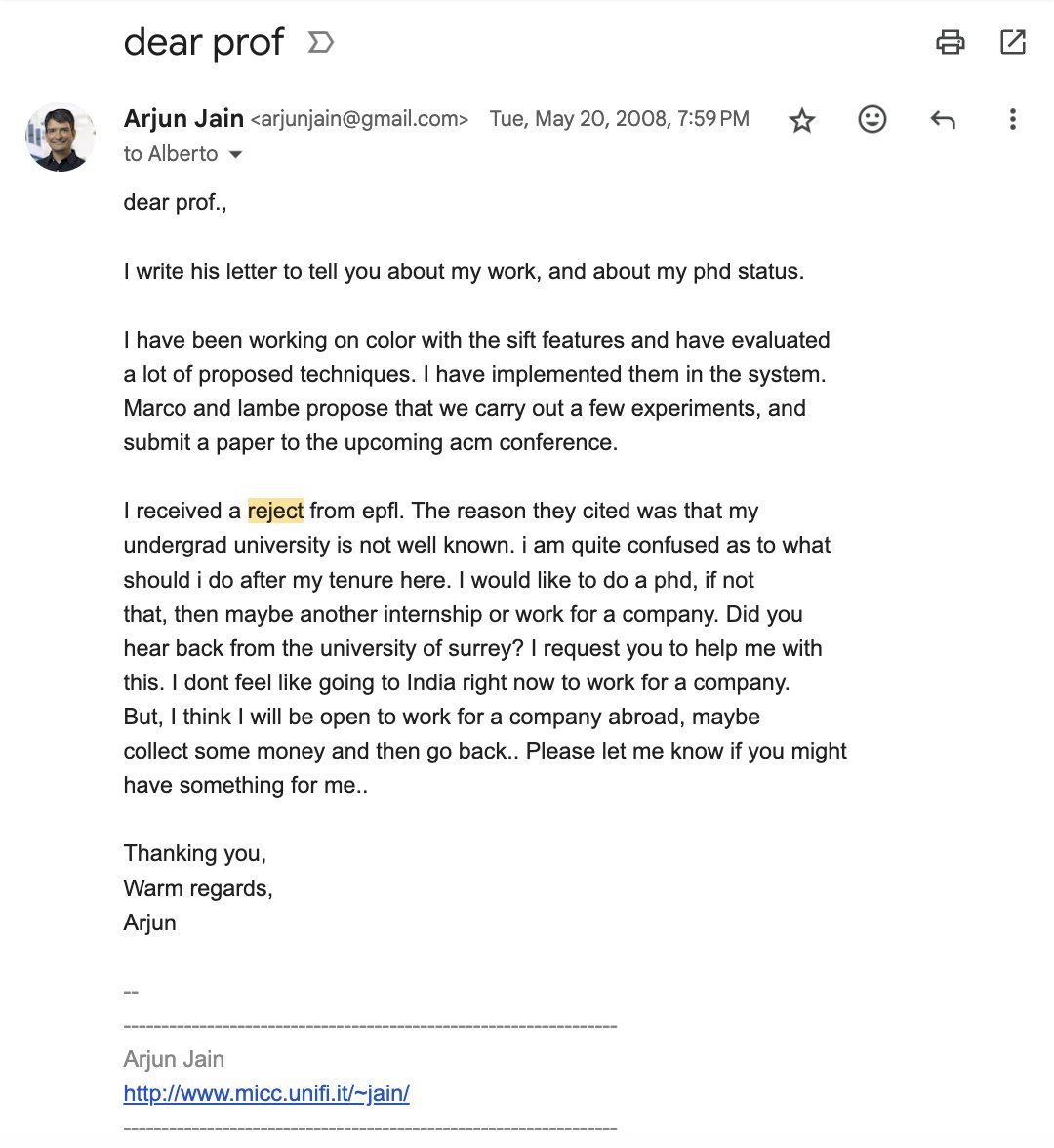 ArjunFastCode's tweet image. 2008: EPFL rejected my PhD because RV College Bangalore "is not well known"
Not my research. Not my code. Just my college name.
"I am quite confused as to what should i do" - the most defeated email I ever wrote.
Called my friend. Cried.
2025: Running @FastCodeAI . PhD from Max…