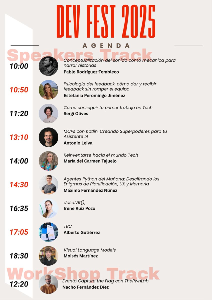 ¡Ya tenemos la agenda del DevFest Aranjuez 2025!
 eventbrite.com/e/devfest-2025…