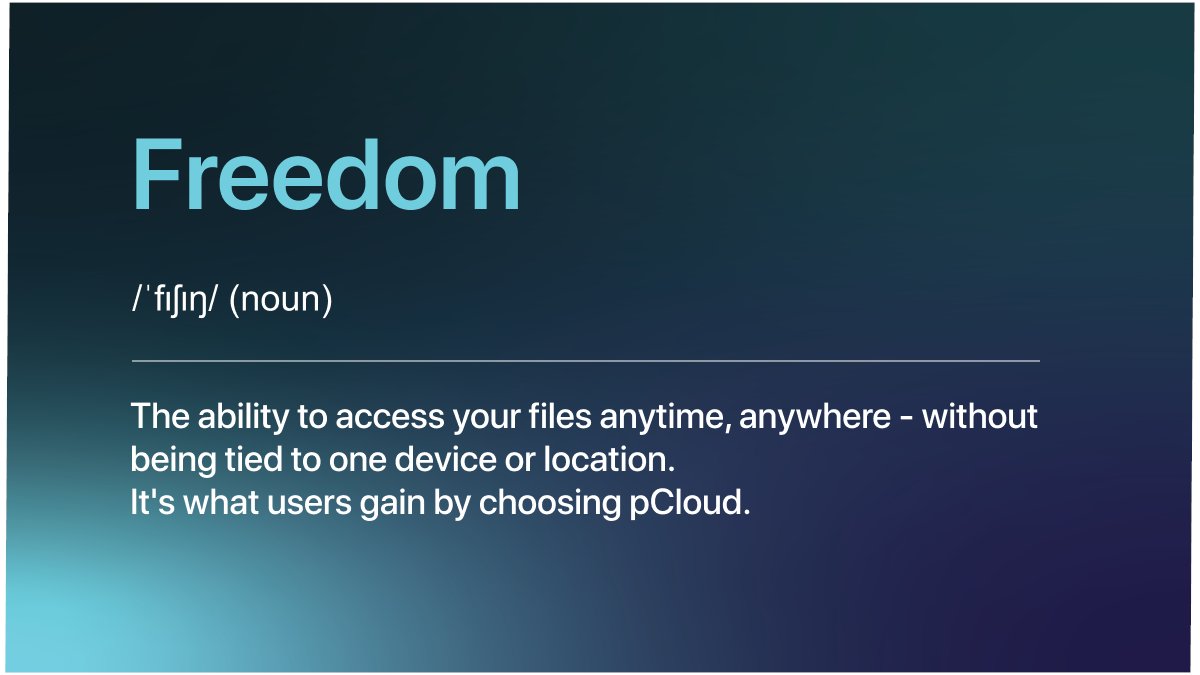 pCloudapp's tweet photo. 🔓 FREEDOM isn’t just a word — it’s what pCloud gives you.
☁️ Access anywhere
📱 Sync across devices
🧠 Work smarter, not harder
Use it wisely. Protect it fiercely.
#DigitalFreedom #CloudLife #CyberSmart #CloudStorage #WorkFromAnywhere https://t.co/Wpch2rzlS2