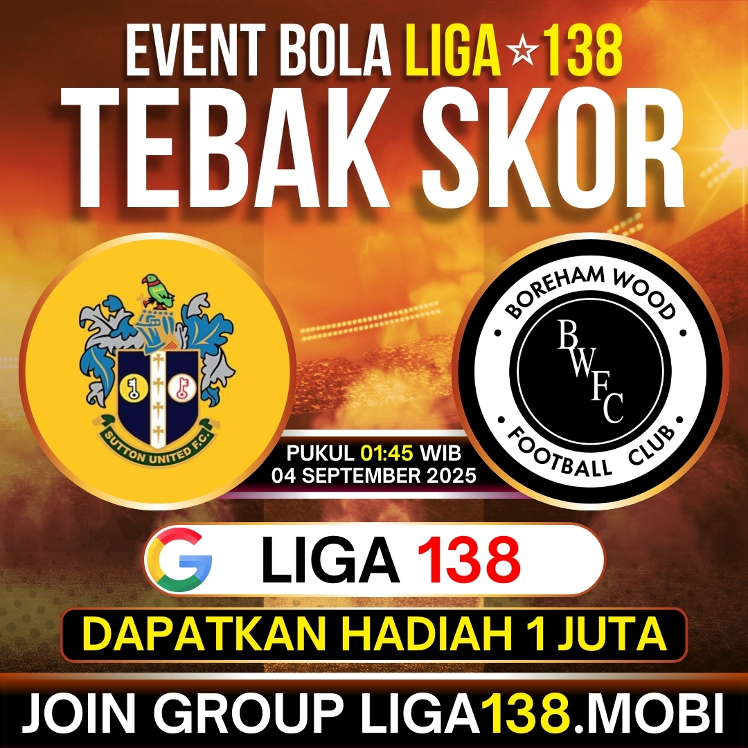 _liga138's tweet photo. 🚀 KUIS TEBAK SKOR LIGA138 🚀

🎯 Sutton United Vs Boreham Wood
🎯 Qatar Vs Bahrain

Link: https://t.co/8x57yOjFex
TOTAL HADIAH 1.000.000 UNTUK 100 PEMENANG!!! #tebakskor

#liga138 #eventtebakskor #eventparlay #eventbola #eventmixparlay https://t.co/nvwlFQg2U6