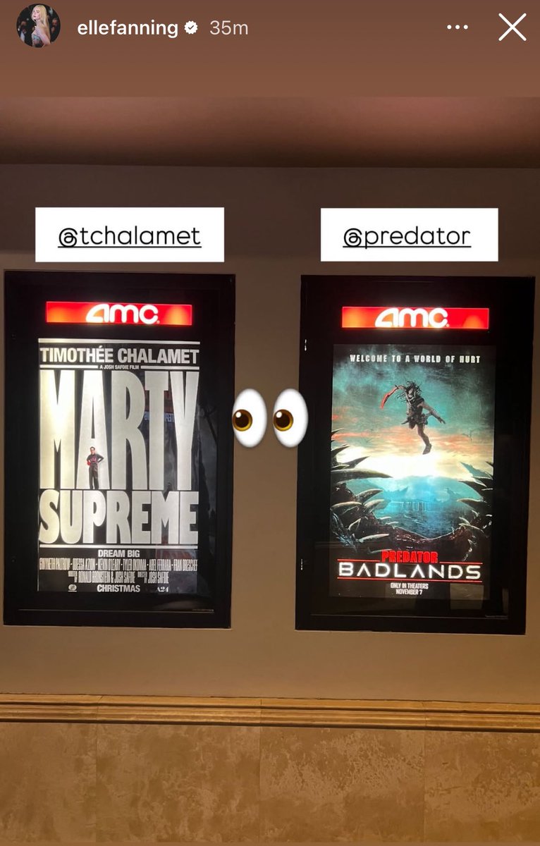 elle elle supporting timothée and sharing the Marty Supreme’s poster🥺 (please support her movie predator:badlands)