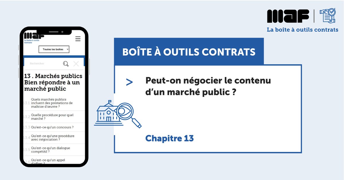 [Boîte à outils contrats] 🛠️📄

Peut-on négocier le contenu d’un marché public ?

Pour en savoir plus, rendez-vous au chapitre 13 de la boîte à outils contrats au point 13.8 « Comment améliorer mon sort dans la procédure de passation ? ».

 #Contrats #MaîtriseDoeuvre