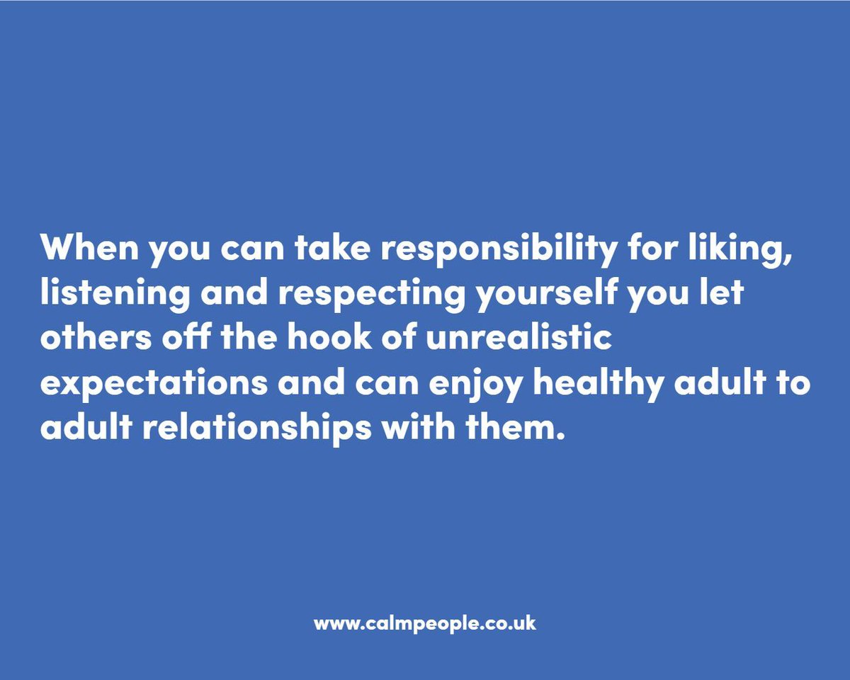 TheCalmPeople's tweet image. When you can take responsibility for liking, listening and respecting yourself you let others off the hook of unrealistic expectations and can enjoy healthy adult to adult relationships with them.

#livingwithcancer #thegratitudeattitude #lovinglife #humanresources #hr
