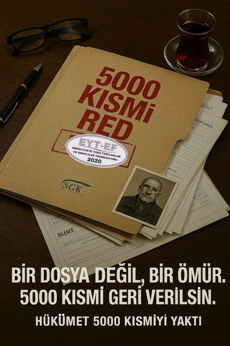 2.TAG
👇
#Hükümet5000KısmiyiYaktı

Hükümet #EYT nin 5000 Prim ve Kısmi Emeklilik haklarını
Siyasi hesaplara kurban etti.

Hak ettiği #Emekli maaşı ve sosyal güvenceden mahrum bırakarak;

Mağdurun umudunu yıktı.
Hayatını yaktı!

#HükümetEmekliyiTüikleYıktı
<a href="/RTErdogan/">Recep Tayyip Erdoğan</a>
<a href="/isikhanvedat/">Prof. Dr. Vedat Işıkhan</a>
