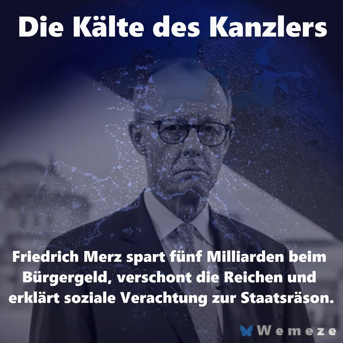 ▶️ Friedrich Merz hat beschlossen, die Armen zu bestrafen. 
▶️ Nicht weil es sachliche Gründe gäbe, sondern weil es politisch bequem ist. 
‼️Fünf Milliarden Euro will der Kanzler im Bürgergeld kürzen, und er nennt das Haushaltsvernunft.