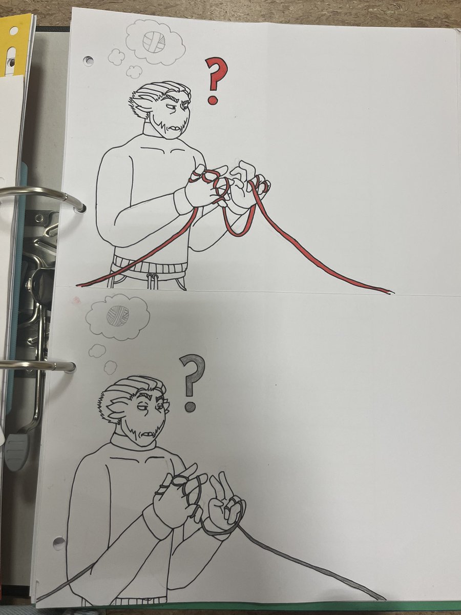 xx_bas1l_xx's tweet photo. I would like to thank the ✨scrumptious✨ Brit of @SolarWola for being such a wonderful model for my GSL art project.
The bottom we show to the class to guess and the top is the solution in colour.
“Follow the red thread.”
(Gonna colour after showing it- they wouldn’t get it😑) https://t.co/b0G3o0Tgcj
