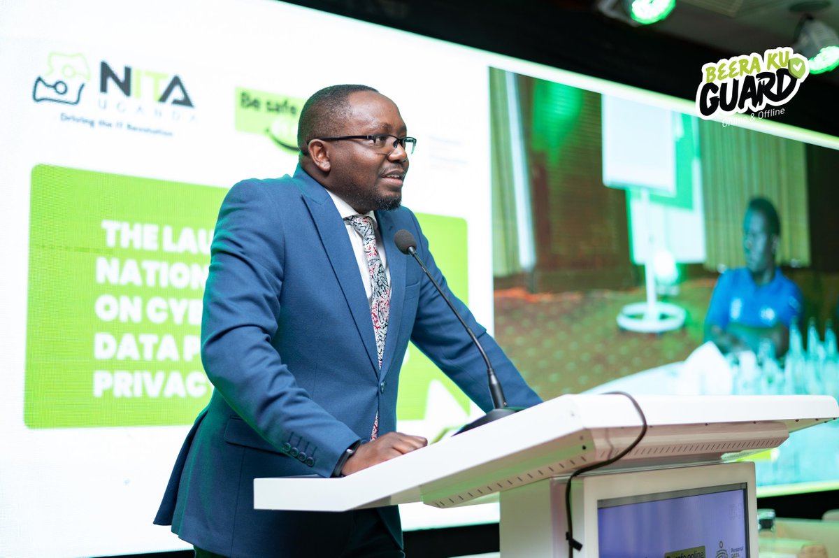 besafeonlineug's tweet image. The #BeeraKuGuard campaign is a movement calling every Ugandan to stay alert with their data, both online and offline. 
Uganda’s digital future is about people, not just technology. The remotest village, and every Ugandan must benefit from the digital economy, Mr. Arnold Mangeni