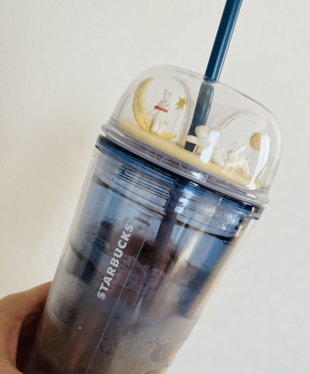 起きたら枕元にあった幸せ🐇
朝から買ってきてくれた家族に感謝🌕
ネイビーとクリーム色の組み合わせが素敵すぎ💓もちろん上のドーム内の3匹も！

早速洗ってお店にGo!チョコレートムースラテをば購入🍫
嬉しすぎてこれから家でも冷たい飲み物は全部これに入れて飲む

#スタバ #タンブラー #奇跡