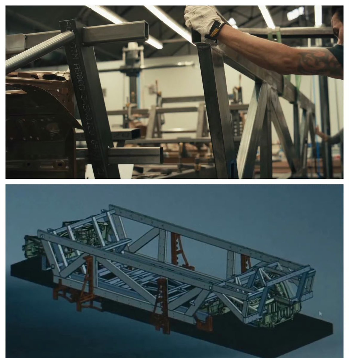 Haloblk_global's tweet image. What’s this that appeared in Tesla video? Could it be the RoboVan’s exoskeleton + chassis? #Tesla #RoboVan