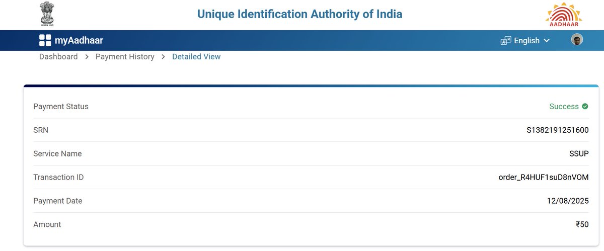 harilachu's tweet photo. @UIDAI @ceo_uidai Transaction details is available in this screenshot for SRN-(S1382191251600). This SRN request I have paid for address update but not reflecting. https://t.co/CLjmYjGQqp