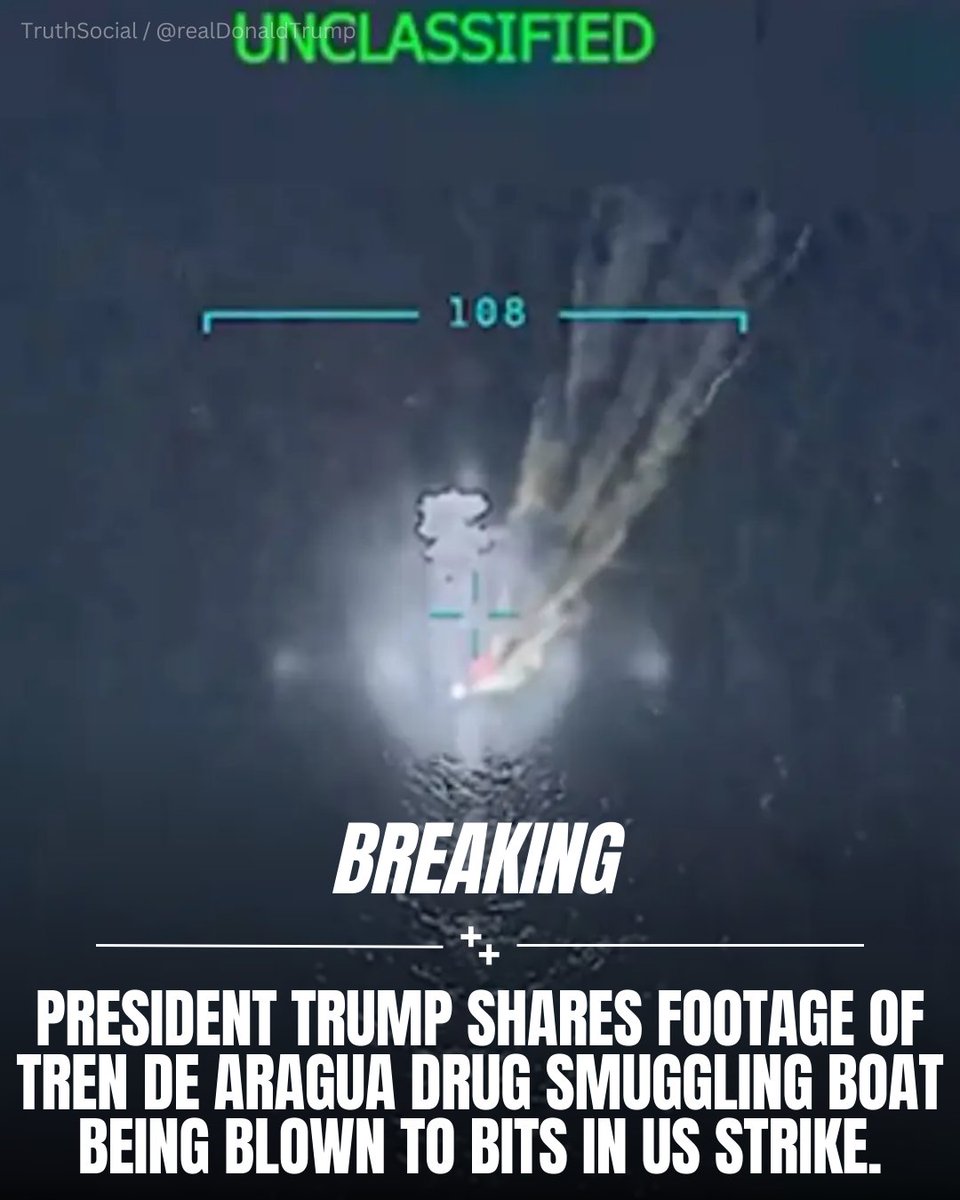President Trump on Tuesday shared video footage of the U.S. military striking and destroying a boat carrying drugs and members of the Venezuelan Tren de Aragua gang. The vessel, which Trump said carried 11 “narcoterrorists” en route to the U.S., was obliterated by a single