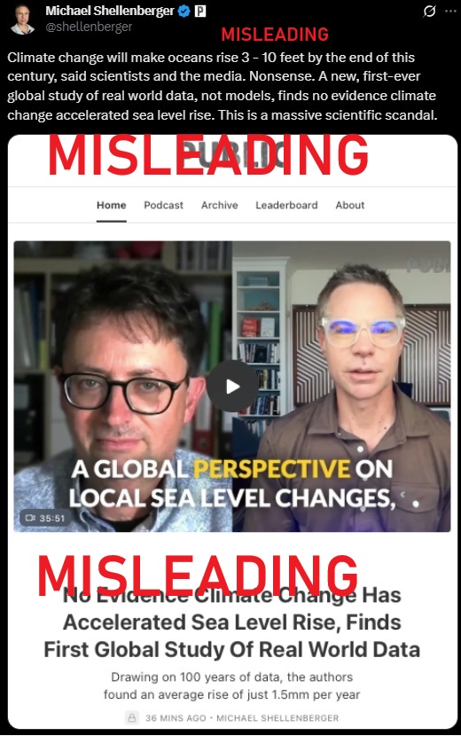 🧵I came across another climate denial paper "A Global Perspective on Local Sea Level Changes" on a predatory journals list &amp; promoted by climate action delayer Michael Shellenberger &amp; climate denial group clintel. It cherry picked 15% of tide gauges and ignored satellite data...