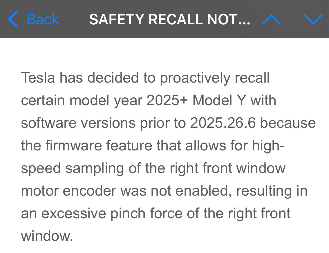 What does that even mean? What is excessive pinch force of the right front window?