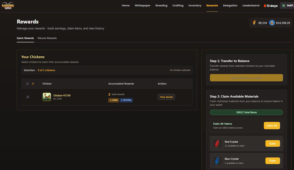 Claimed my <a href="/SabongSaga/">Sabong Saga</a> game rewards, 10022 total items is insane! 
Getting ready for Season 0!

<a href="/Ronin_Network/">Ronin</a>