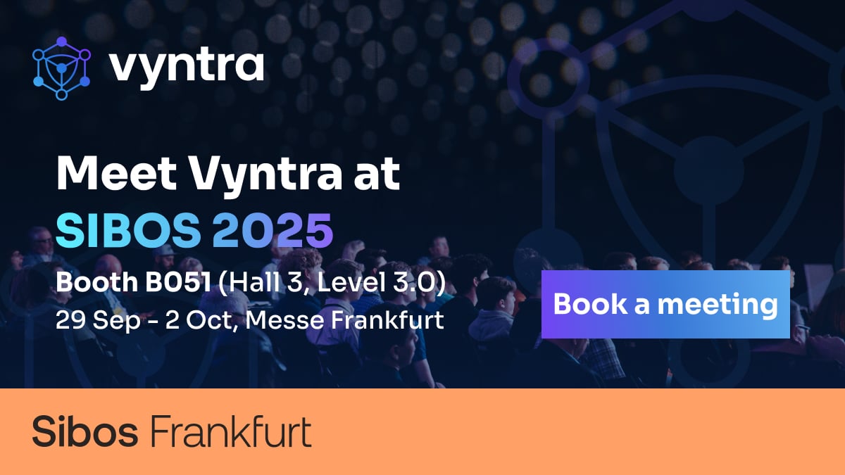 🎉 Our first Sibos as Vyntra!

Stop by Booth B051, Hall 3 to see how we turn transaction data into real-time insights and prevent financial crime before it happens. Don’t miss the chance to discover solutions that boost efficiency, compliance, and customer trust.

#Sibos2025