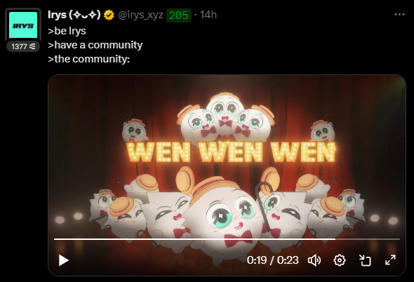 Kierian (@kierianv) on Twitter photo I feel like <a href="/irys_xyz/">Irys (✧ᴗ✧)</a> will announce their TGE + Mainnet this month (they posted a teaser earlier)
I'm personally excited for their mainnet to launch.
And for now, Irys is the only L1 that turns static data into programmable 🫳 I feel like <a href="/irys_xyz/">Irys (✧ᴗ✧)</a> will announce their TGE + Mainnet this month (they posted a teaser earlier)
I'm personally excited for their mainnet to launch.
And for now, Irys is the only L1 that turns static data into programmable 🫳