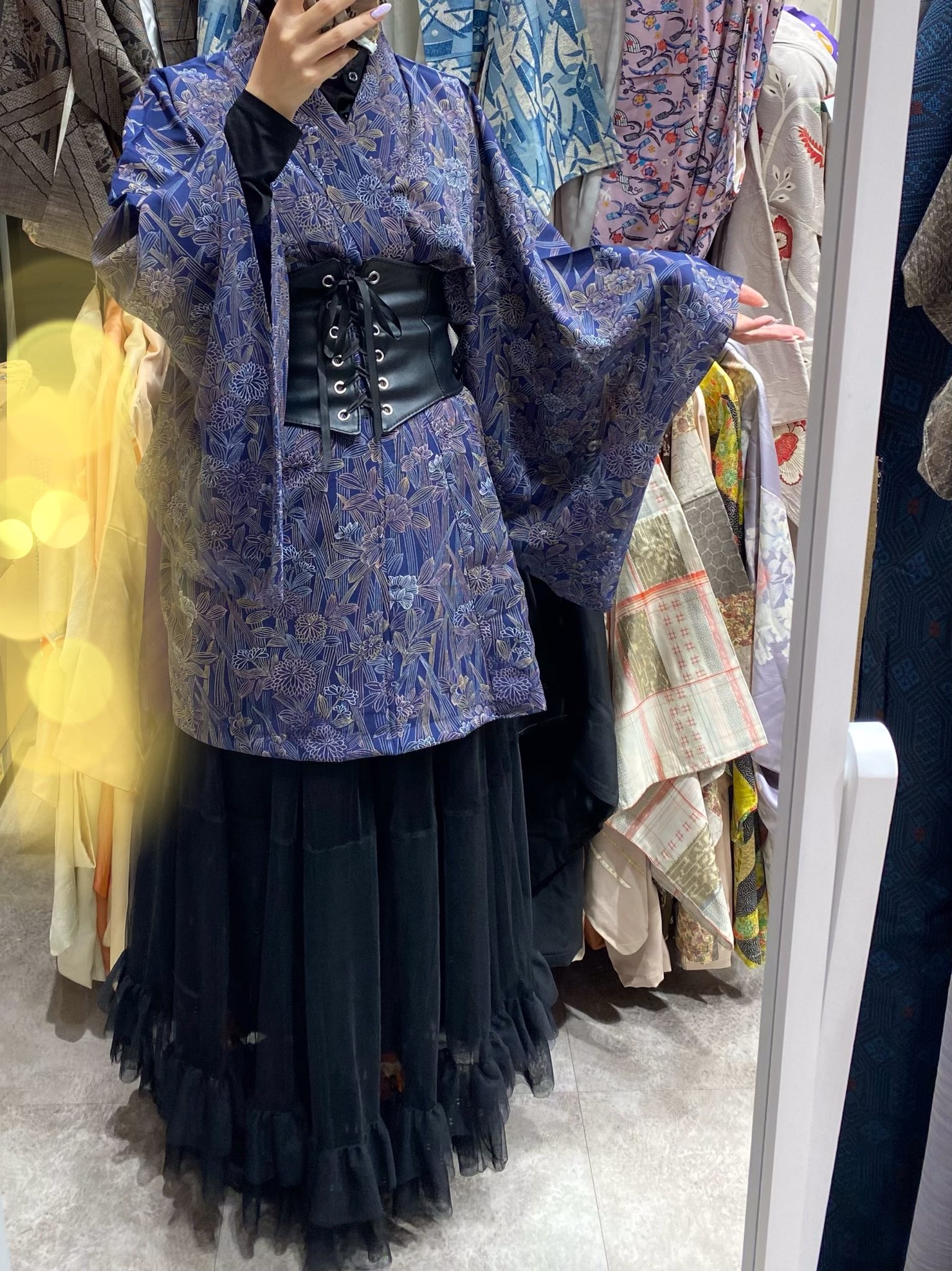 ✨週明けセール✨　バーガンディー色セミアンティーク着物、身丈約157、裄約65 バーガンディー色グラデーション、セミアンティーク着物»身丈約