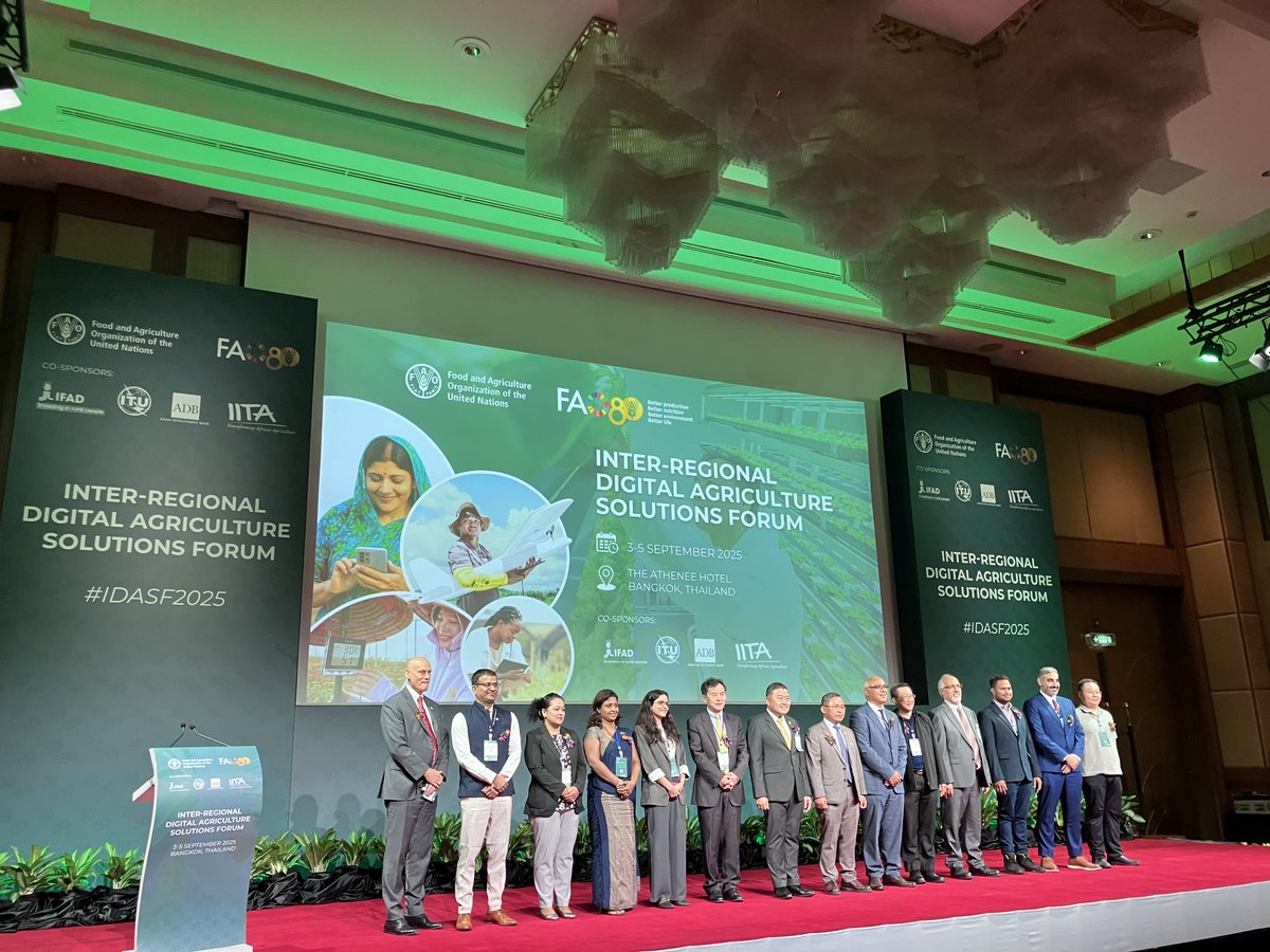 Kaz_Fujiwara's tweet photo. @FAOAsiaPacific @ADB_HQ @IFADAsia @FAOKnowledge @FAO4Members @FAOPacific @ITUAsiaPacific @IITA_CGIAR @a_dohong @ADB_HQ Senior Director @Qf1Zhang; @IFADAsia Lead Economist Mr. Abdelkarim Sma; Min. of Agric. & Cooperatives #Thailand 🇹🇭DG Dr. Vinaroj Supsonguk delivered welcome remarks, stressing their readiness to work together for #DigitalAgricultureSolutions #DigitalEcosystems #IDASF2025 https://t.co/QtPLZMn0UO