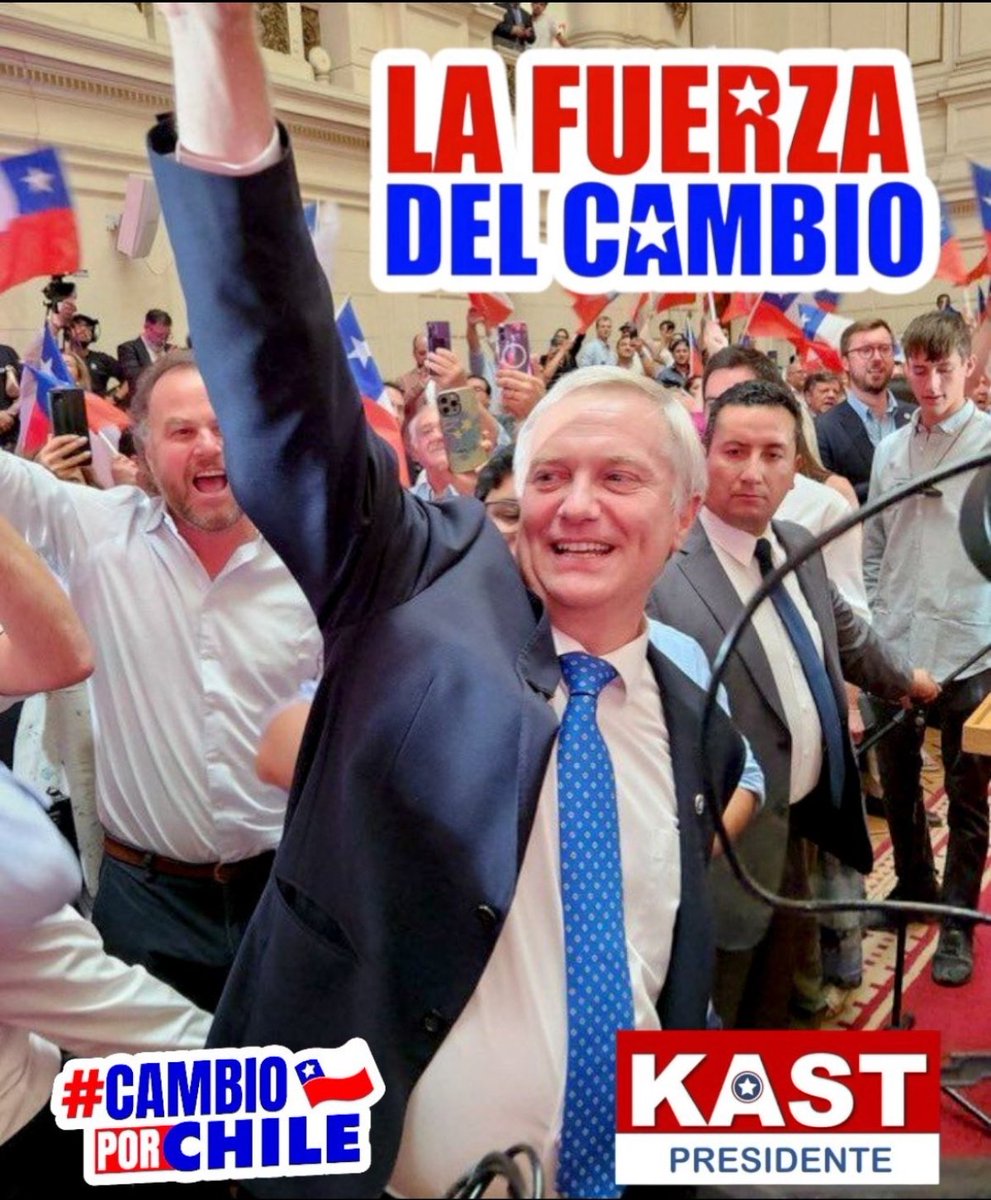 Vamos con todo con Kast. 🇨🇱🇨🇱🇨🇱
En noviembre Kast arrasa en las urnas.
#kastpresidentedechile2026
#KastPresidente
#KastPrimeraVuelta2025 
#KastTeniaRazon
#ChaoPrestamo
#TeAmoDevolverTuPlata 
#TeAmoPGU
#SoloQuedaRepublicanos y Social Cristianos.
#LaFuerzaDelCambio
#CambioPorChile