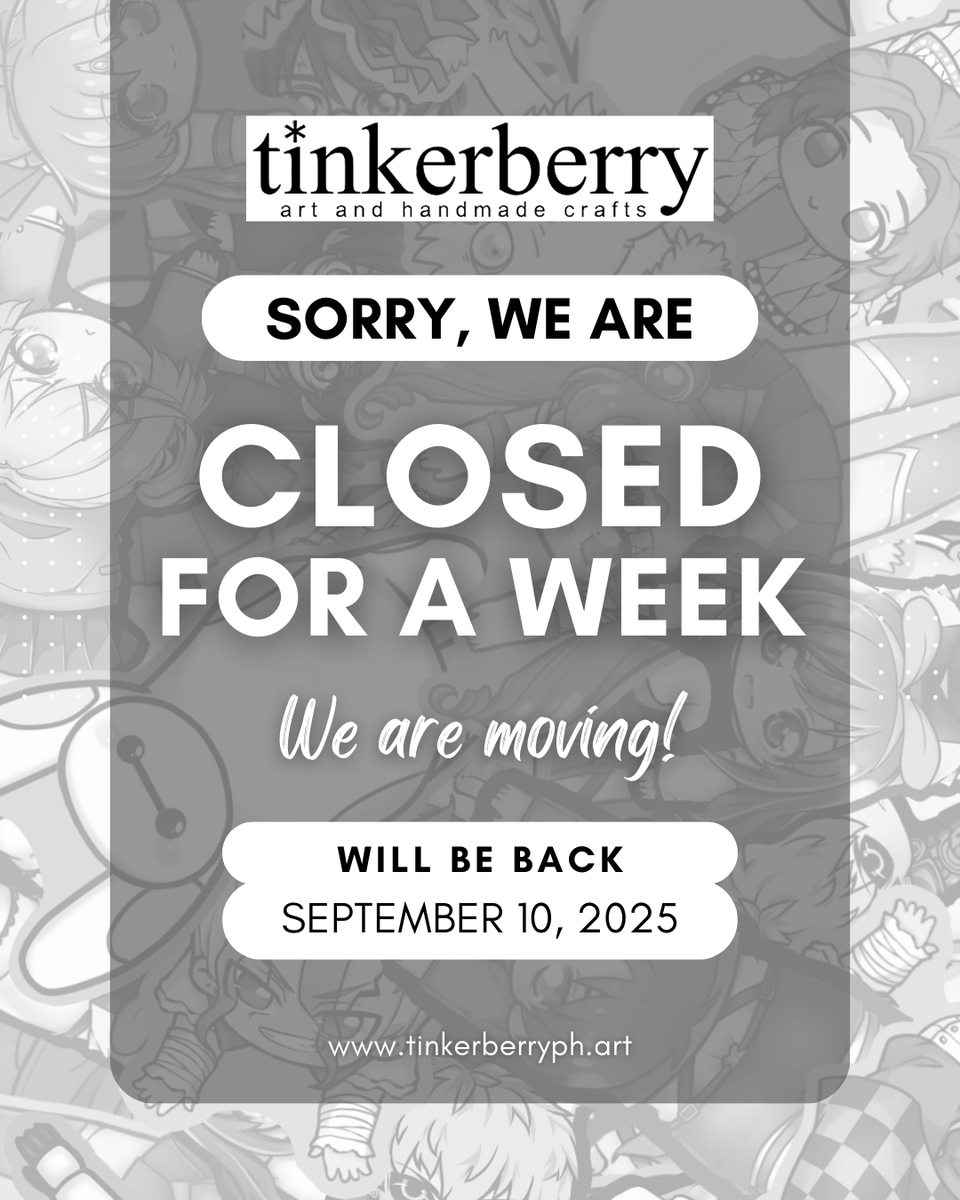 tinkerberryph's tweet photo. We're taking a short break from Sept 3–9 as we move into our new space. That's right, we're moving! ✨ 
Will be back on Sept 10 morning with fresh energy 💖
See you soon, Tinkerfolks!  🌸 https://t.co/sqmCt5nfjN