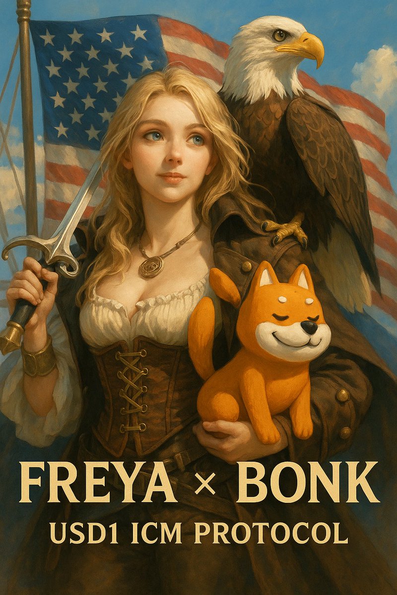 $FREYA joins the #USD1 $WLFI strategic landscape as the ICM Protocol to power enterprises’ onchain expansion and stablecoin paired compliant ICM flywheels.

$FREYA will be the first #USD1 pair ICM protocol to launch on <a href="/bonk_fun/">BONK.fun</a>, with support from Bonk team and Solana ecosystem