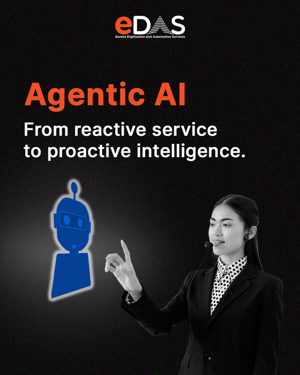eDAS_Automation's tweet image. CX has long been reactive. Agentic AI changes that.
It’s about anticipation, context, and collaboration, not just automation.
At eDAS, we’re moving in that direction. The future is closer than it looks."
#AgenticAI #FutureOfCX #ProactiveAI #CustomerExperience