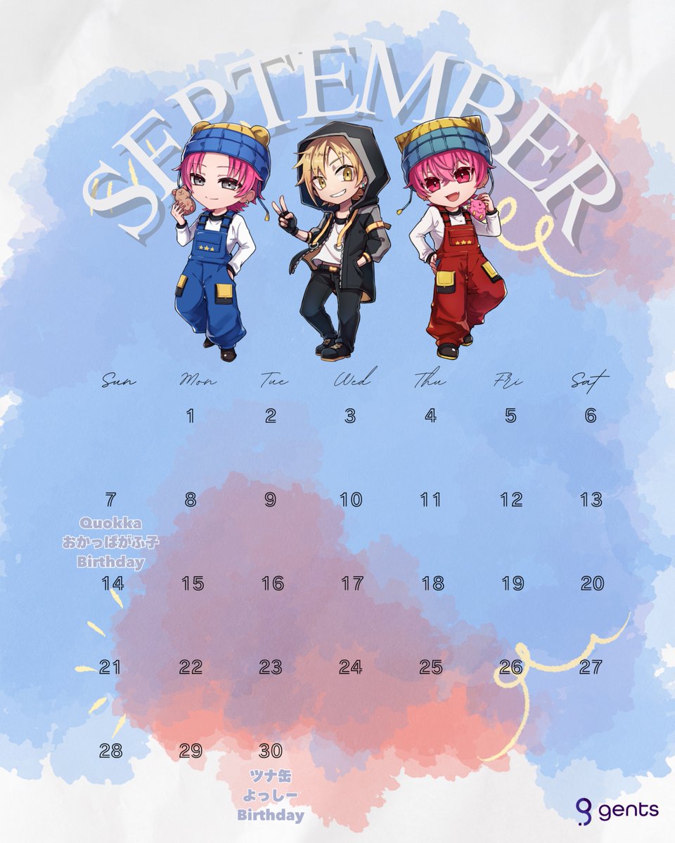 🎐gents Birthday Calendar September 2025 🫧

今月誕生日の選手は おかっぱがふ子 <a href="/gahuzakana/">gents おかっぱがふ子</a> &amp; Quokka <a href="/guffsama/">gents Quokka</a> &amp; ツナ缶 <a href="/tunafnbr3/">gents tuna 🎯デュオ@1</a> の3名🎂✨

#gentscalendar2025 ⁠を付けて選手の誕生日をお祝いしよう！