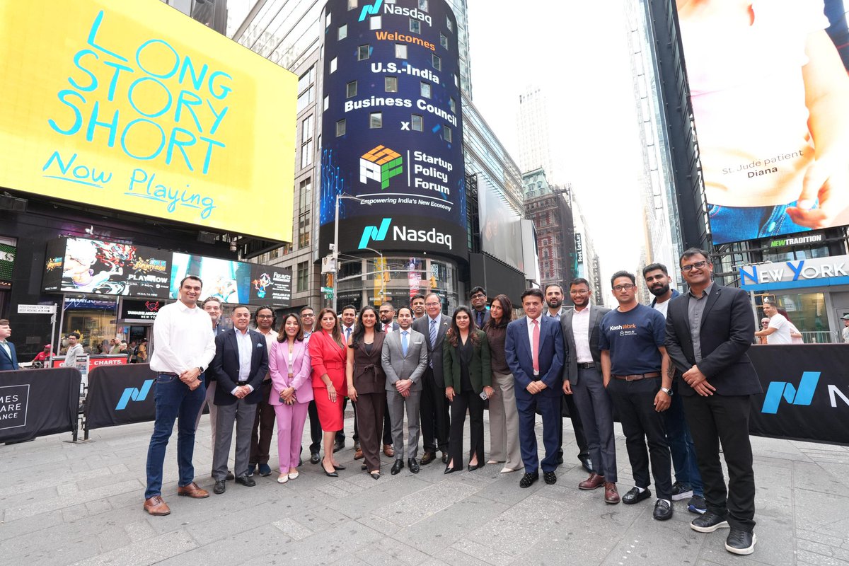 Shweta Rajpal Kohli (@shwetarkohli) on Twitter photo The Startup Policy Forum lit up the <a href="/NasdaqExchange/">Nasdaq Exchange</a> Tower in Times Square as part of our first international delegation - Startup Safari - US Edition 🎉🚀
Thrilled and grateful as the iconic Nasdaq tower welcomed a joint delegation of
<a href="/USIBC/">U.S.-India Business Council</a> and <a href="/SPF_India/">Startup Policy Forum</a>.
Thank you USIBC The Startup Policy Forum lit up the <a href="/NasdaqExchange/">Nasdaq Exchange</a> Tower in Times Square as part of our first international delegation - Startup Safari - US Edition 🎉🚀
Thrilled and grateful as the iconic Nasdaq tower welcomed a joint delegation of
<a href="/USIBC/">U.S.-India Business Council</a> and <a href="/SPF_India/">Startup Policy Forum</a>.
Thank you USIBC