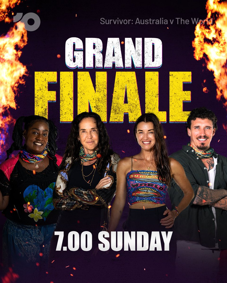 Are you ready? The grand finale is coming THIS SUNDAY, and we're crowning the WORLD CHAMP 🌍🥇

#SurvivorAU: Australia v The World | 7.00 Sunday on <a href="/Channel10AU/">Channel 10</a> | Watch + Stream Free