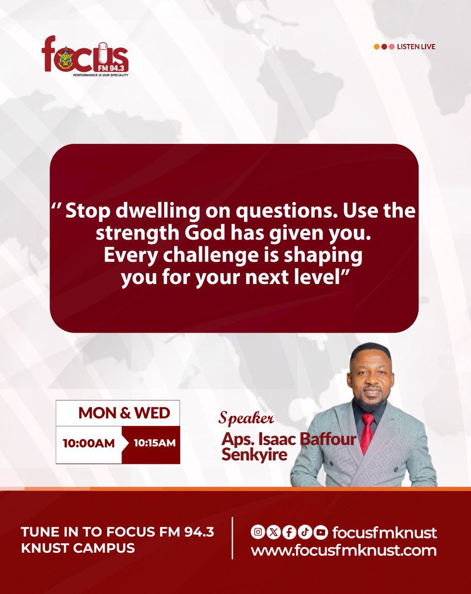knustfocusfm's tweet photo. Your struggles are not breaking you β they are building you.
#Faithamins #NextLevelFaith #Overcomer #FocusFM https://t.co/qCyrIZm12A