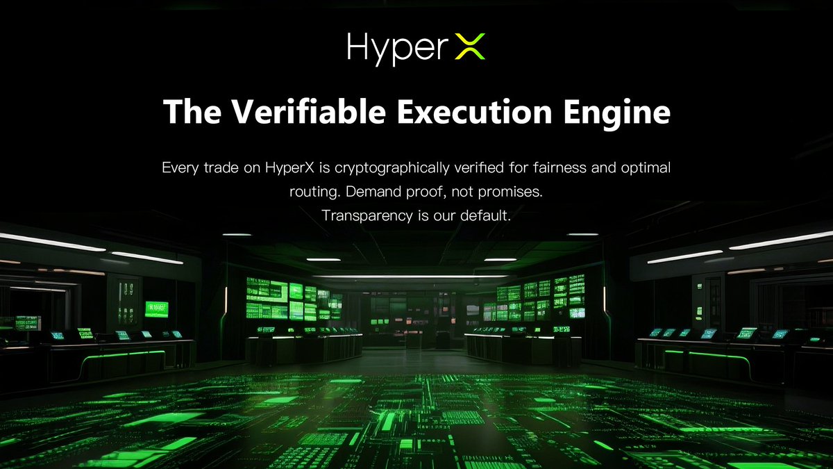 The Verifiable Execution Engine.
Every trade on HyperX is cryptographically verified for fairness and optimal routing. Demand proof, not promises.
Transparency is our default.
#HyperX #VerifiableDeFi #ProofOfExecution #FairByDesign #CryptographicTruth #NoBlackBox