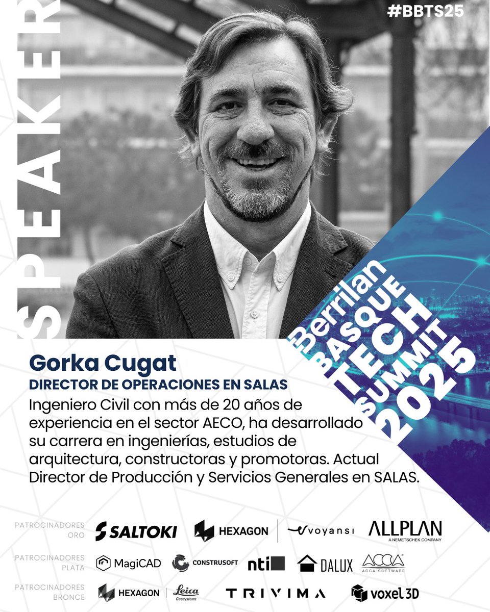 ¿Quieres saber lo último en innovación en el sector #AECO?

Pues atento a Gorka Cugat, de <a href="/SalasPlushabit/">SALAS</a>, quien moderará la mesa sobre construcción e industrialización en el Berrilan Basque Tech Summit.

🎟️ ¡Compra tu entrada ya! #BBTS25 👇  
bit.ly/BBTS25X