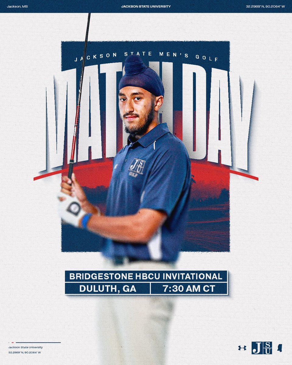 gojsutigersgolf's tweet image. MATCH DAY‼️⛳️

🆚 | Bridgestone HBCU Invitational
📍 | Duluth, Ga.
⛳️ | TPC at Sugarloaf
⏰ | 8:30 am (ET)/7:30 am (CT)

#TheeILove | #BleedTheeBlue | #TheeFormula