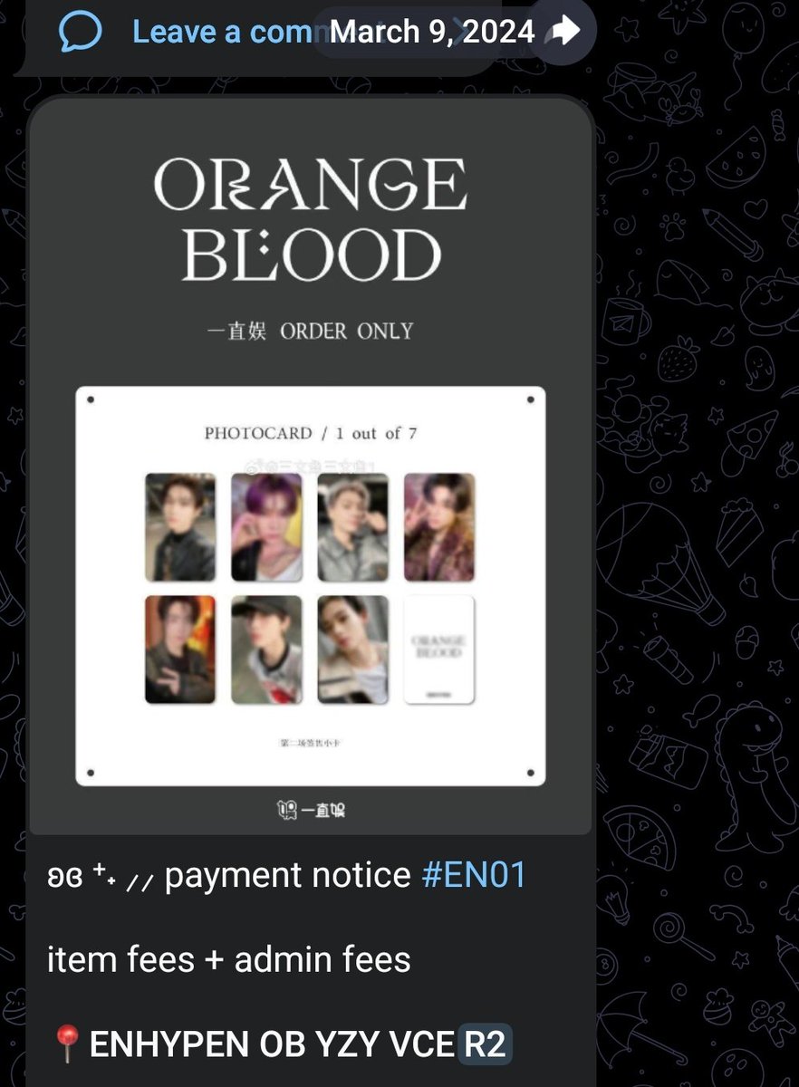 syrhnk0's tweet photo. Want to expose : irresponsible seller.

-On 9 March 2024 , I bought this PC which is Enhypen YZY Orange Blood R2 #EN01. The total for this item was RM122 including the admin fees. The admin announced in their channel that all the PCs were secured. https://t.co/MtPmuNAzcC