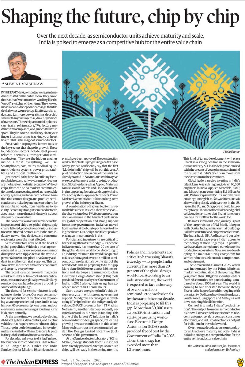 Over the next decade, as our semiconductor units achieve maturity and scale, India is poised to emerge as a competitive hub for the entire semiconductor value chain.