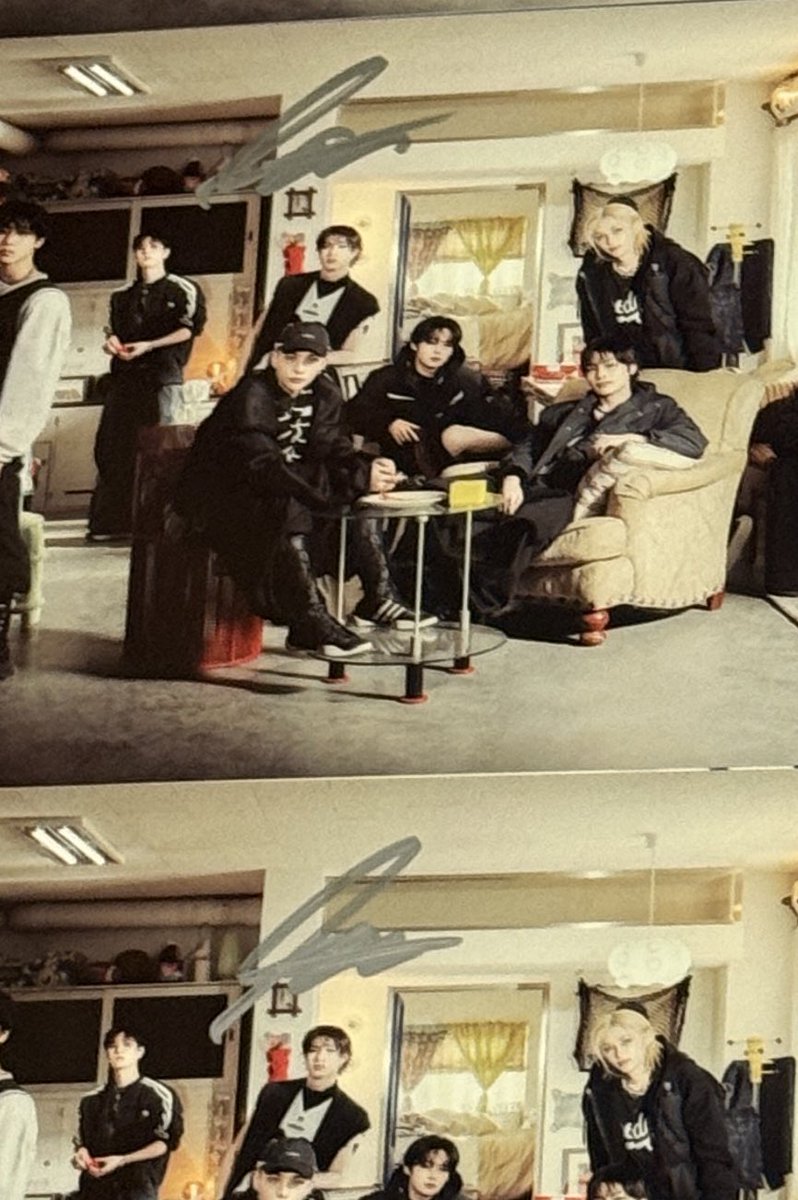 DocSquiggles's tweet image. I got my stray kids signed Karma albums a couple days ago. I feel dumb but I still can’t figure out who these signatures belong 😭 are they Chan or Seungmin