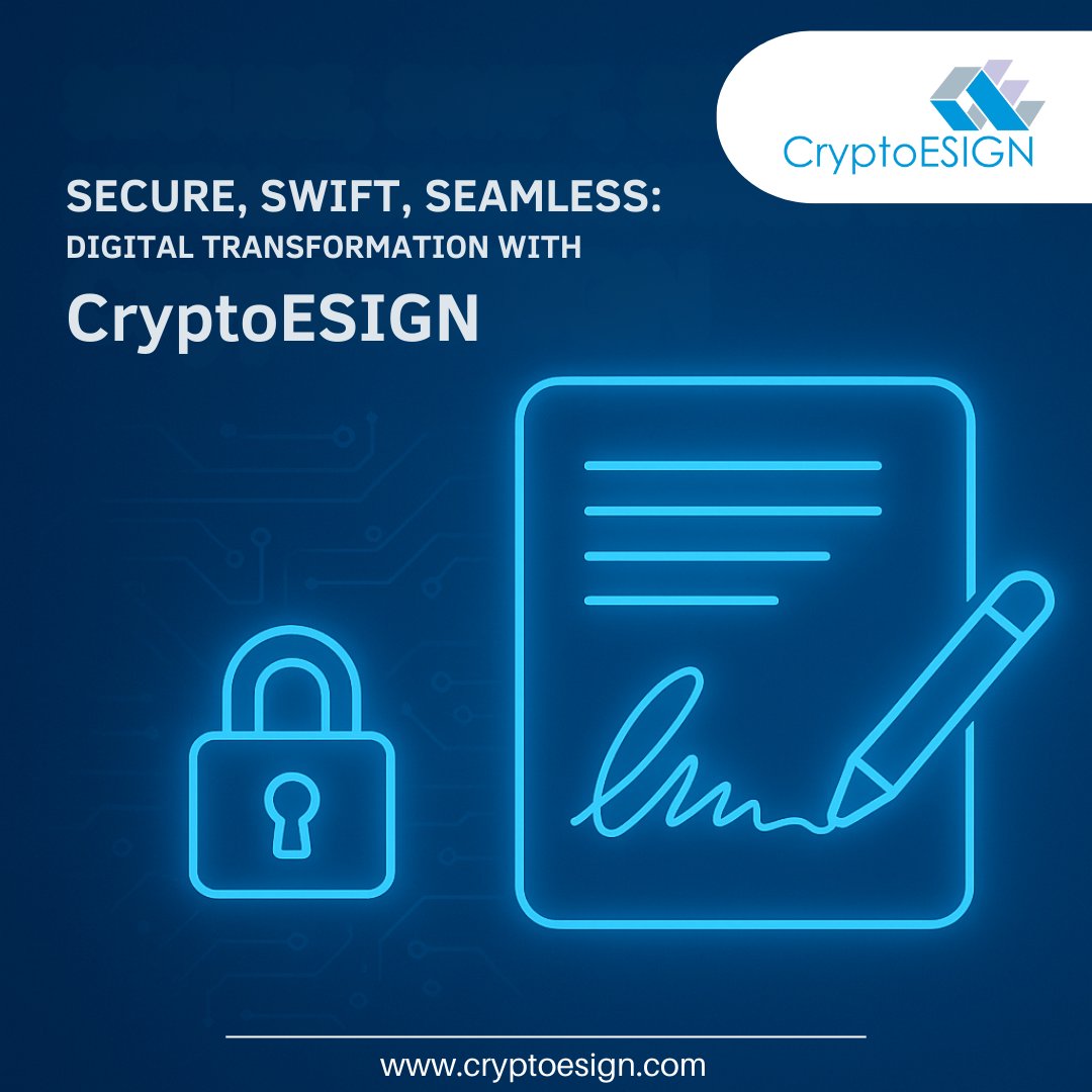 CryptoESIGN_'s tweet image. CryptoESIGN empowers businesses with a powerful digital signing platform that transforms the way documents are signed, shared, and secured.
cryptoesign.com
#CryptoESIGN #DigitalTransformation #SecureSigning #SmartBusiness #PaperlessFuture #EfficiencyUnlocked #NextGenTech