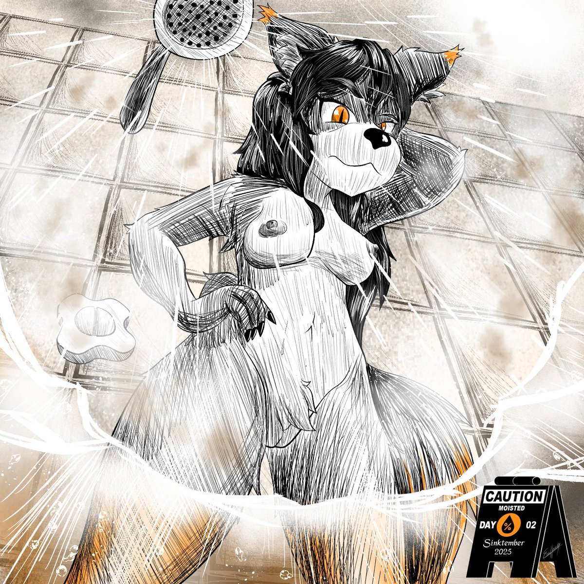 <a href="/thekilluw/">thekill</a> Day 2. Moisted
"The hellhound's hot body filled the shower with steam, obscuring the jammed-up drain as well as the rising water because of it. She doesn't notice, or at least isn't too concerned so far. But will she clue in before it's too late?"

#sinktember #sinktember2025