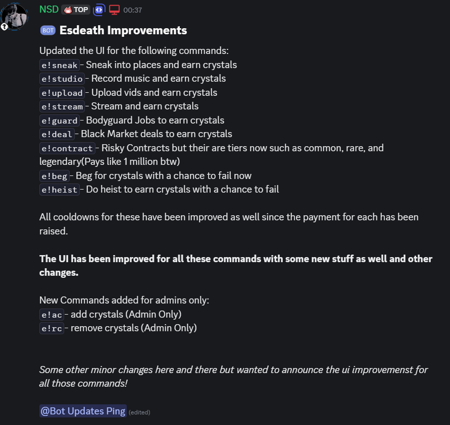 EsdeathDiscord's tweet photo. New UI Update https://t.co/HE9ksINctx
