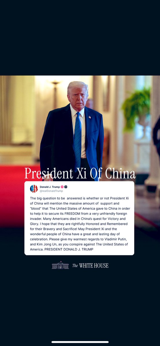 “Please give my warmest regards to Vladimir Putin, and Kim Jong Un, as you conspire against The United States of America. PRESIDENT DONALD J. TRUMP”