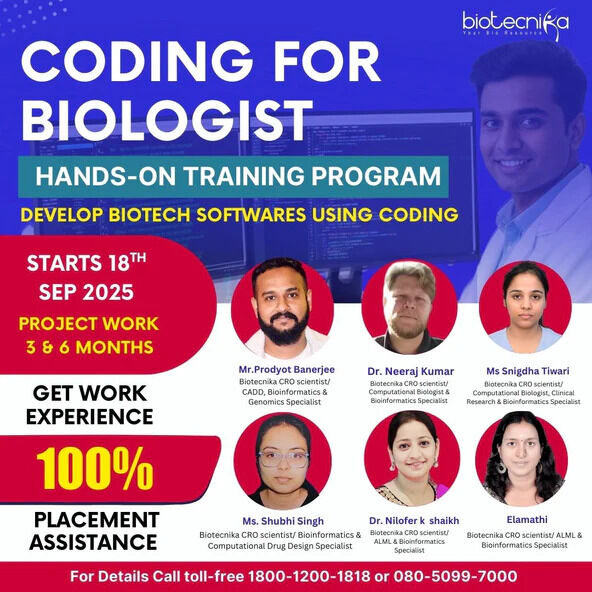 biotecnika's tweet image. 🚨NEW LAUNCH🚨
👩🔬 Biologists, step into the world of coding with confidence!
No coding background? No worries.
🚀 Next Batch Starts: 18th Sept, 2025
🔗 Program Info: btnk.org/Coding-for-bio…
💬 Chat with a Bio-Coder: btnk.org/whatsapp-coding
#coding #codingforbiologists