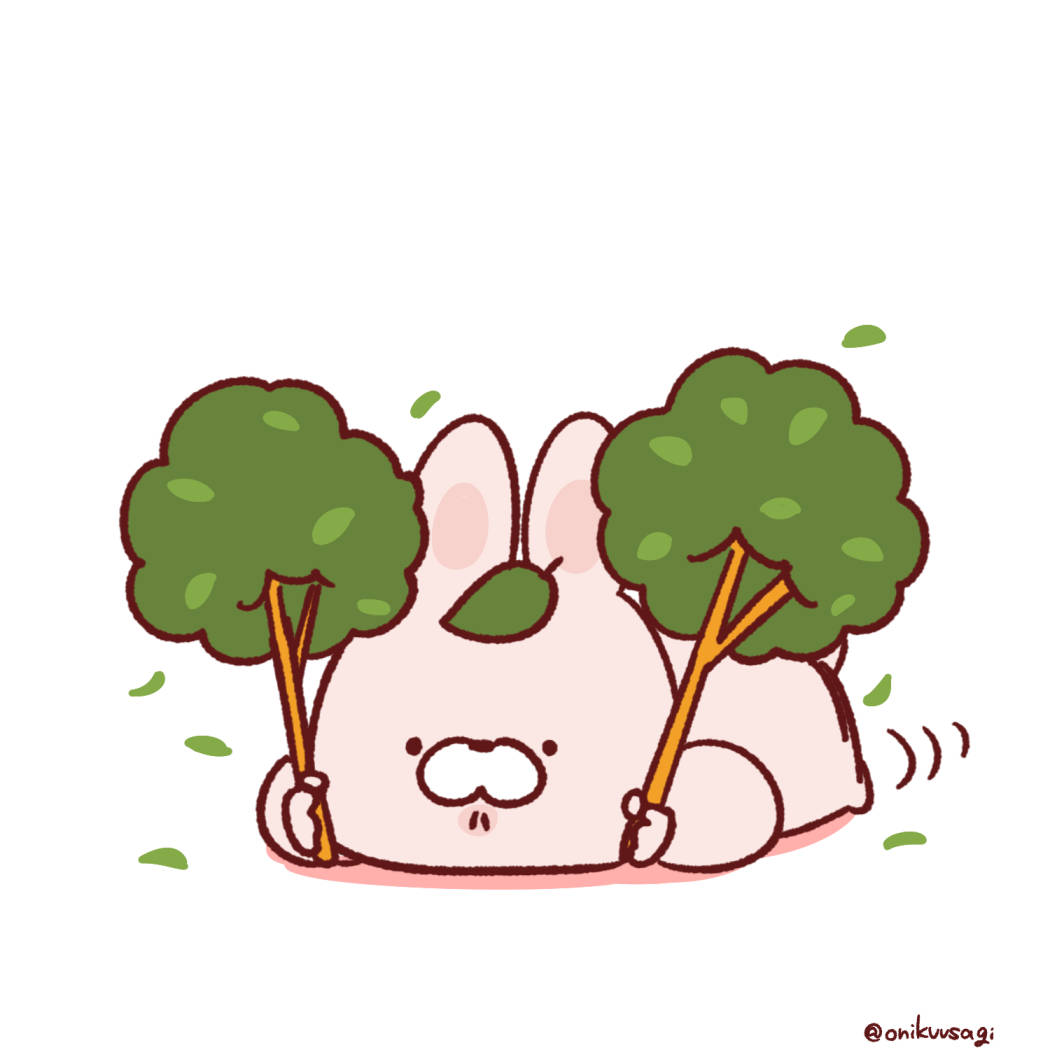 「草になりきるおにくうさぎ」|おにくうさぎのイラスト