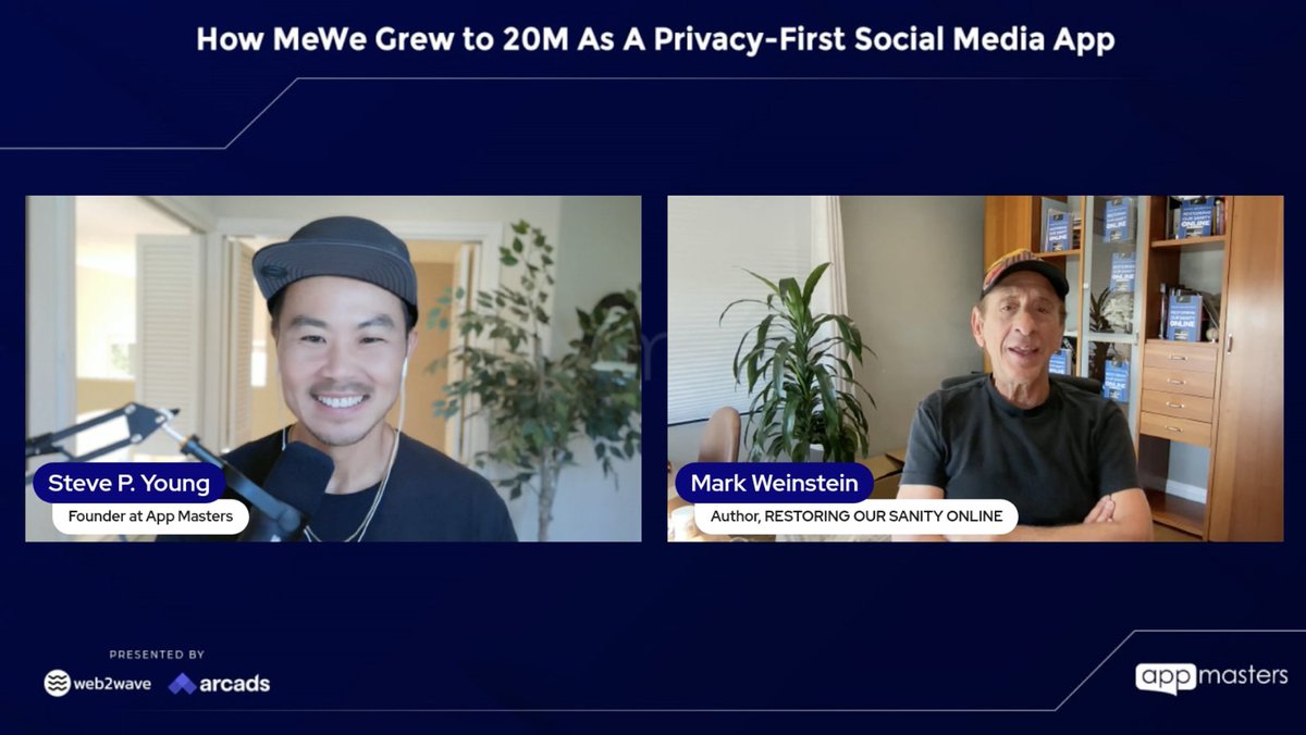 App Masters (@appmastersco) on Twitter photo How do you attract investors & advisors when you don’t have a big network? 🤔
In our livestream, <a href="/markweinstein/">Mark Weinstein</a> (inventor of social networking & privacy advocate) shared the playbook 👇 How do you attract investors & advisors when you don’t have a big network? 🤔
In our livestream, <a href="/markweinstein/">Mark Weinstein</a> (inventor of social networking & privacy advocate) shared the playbook 👇